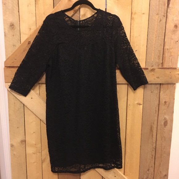 Lace overlay little black dress - Picture 1 of 6